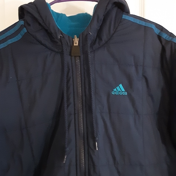 Adidas Vintage Woman's Reversable Coat Jacket Blue Size M  E.U.C - Picture 2 of 7